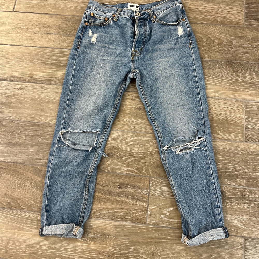 Umgee Blue Distressed Boyfriend Jeans